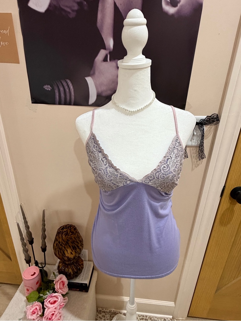 Lace-Trim Lilac Cami Top Fairycore Y2K